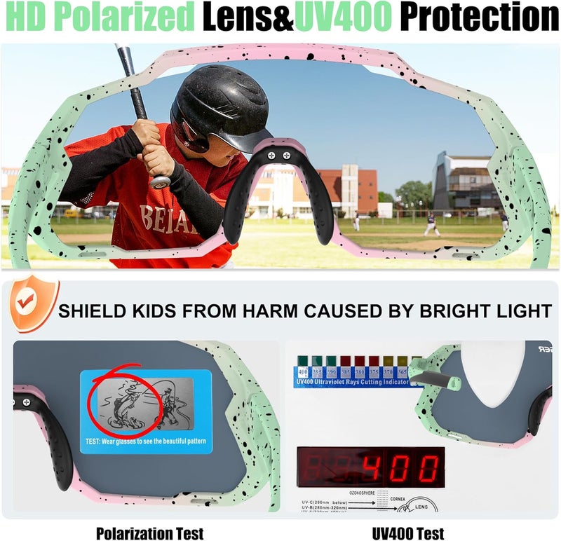 Xtiger Kids Sunglasses Polarized Youth Baseball Sunglasses for 8-14 boys girls UV400 Sports Softball Cycling Glasses - Image 4